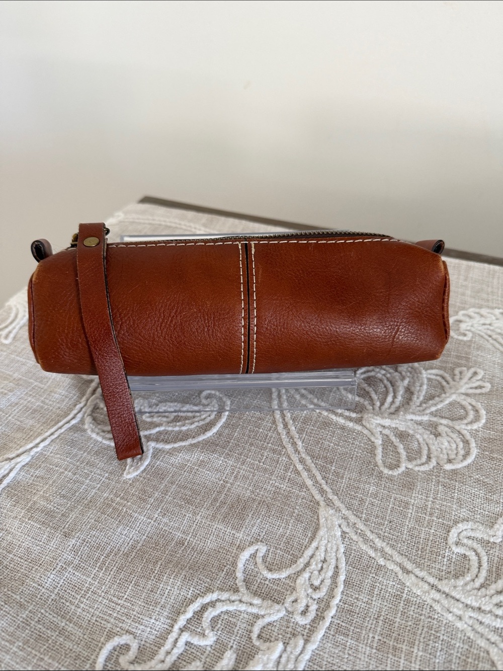 Patrica Nash Isla  Brown Leather Oblong Wristlet.